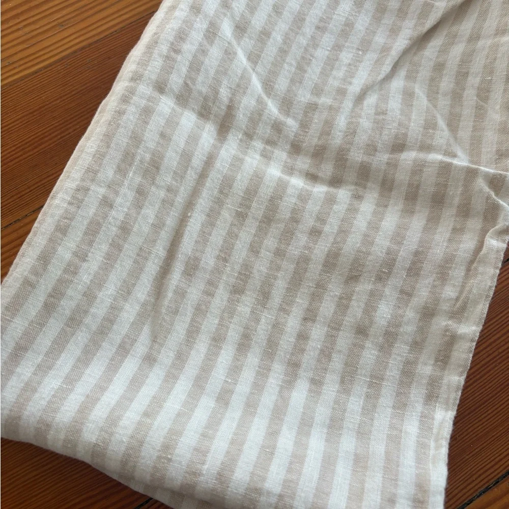 West Elm Cream and Tan Striped Linen pillow Cases - Set of 2